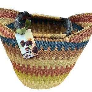 African Market Basket Small Wing Shopper Handmade